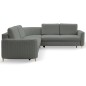 Narożnik LAREN nowoczesna sofa z funkcją spania, pojemnik na pościel, plastikowe nogi, prawa strona, CIEMNOSZARY, 251x251x85 cm