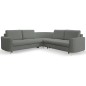 Narożnik LAREN nowoczesna sofa z funkcją spania, pojemnik na pościel, plastikowe nogi, prawa strona, CIEMNOSZARY, 251x251x85 cm
