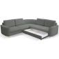 Narożnik LAREN nowoczesna sofa z funkcją spania, pojemnik na pościel, plastikowe nogi, prawa strona, CIEMNOSZARY, 251x251x85 cm