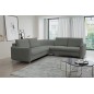 Narożnik LAREN nowoczesna sofa z funkcją spania, pojemnik na pościel, plastikowe nogi, prawa strona, CIEMNOSZARY, 251x251x85 cm