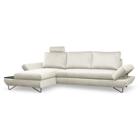 Narożnik LOFT z funkcją spania, regulowane zagłówki i podłokietniki, lewy, 284x96–166x89–104 cm, kolor jesion