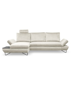 Narożnik LOFT z funkcją spania, regulowane zagłówki i podłokietniki, lewy, 284x96–166x89–104 cm, kolor jesion