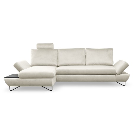 Narożnik LOFT z funkcją spania, regulowane zagłówki i podłokietniki, lewy, 284x96–166x89–104 cm, kolor jesion
