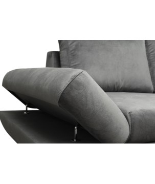 Narożnik LOFT z funkcją spania, regulowane zagłówki i podłokietniki, lewy, 284x96–166x89–104 cm, kolor ciemnoszary
