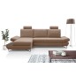 Narożnik LOFT z funkcją spania, regulowane zagłówki i podłokietniki, lewy, 284x96–166x89–104 cm, kolor cappuccino