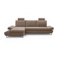 Narożnik LOFT z funkcją spania, regulowane zagłówki i podłokietniki, lewy, 284x96–166x89–104 cm, kolor cappuccino