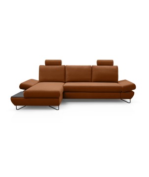Narożnik LOFT z funkcją spania, regulowane zagłówki i podłokietniki, lewy, 284x96–166x89–104 cm, kolor platynowy