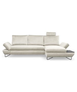 Narożnik LOFT z funkcją spania, regulowane zagłówki i podłokietniki, prawy, 284x96–166x89–104 cm, kolor jesion