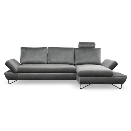 Narożnik LOFT z funkcją spania, regulowane zagłówki i podłokietniki, prawy, 284x96–166x89–104 cm, kolor ciemnoszary