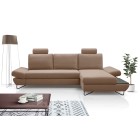 Narożnik LOFT z funkcją spania, regulowane zagłówki i podłokietniki, prawy, 284x96–166x89–104 cm, kolor cappuccino