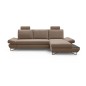 Narożnik LOFT z funkcją spania, regulowane zagłówki i podłokietniki, prawy, 284x96–166x89–104 cm, kolor cappuccino