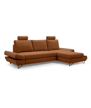 Narożnik LOFT z funkcją spania, regulowane zagłówki i podłokietniki, prawy, 284x96–166x89–104 cm, kolor platynowy