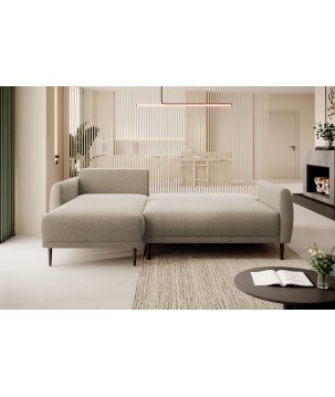 NAROŻNIK BONO Stylowa sofa z funkcją spania, Drewniane nóżki, Eleganckie podłokietniki, Głębokie siedzisko 226x164x88cm, Lewa st