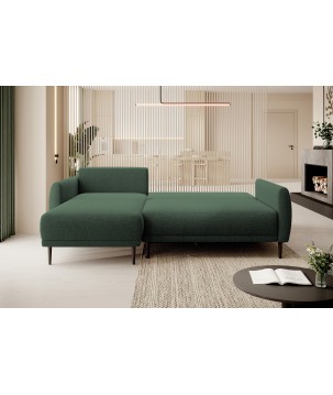 NAROŻNIK BONO Stylowa sofa z funkcją spania, Drewniane nóżki, Eleganckie podłokietniki, Głębokie siedzisko 226x164x88cm, Lewa st