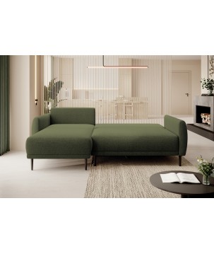 NAROŻNIK BONO Stylowa sofa z funkcją spania, Drewniane nóżki, Eleganckie podłokietniki, Głębokie siedzisko 226x164x88cm, lewa st