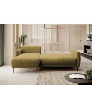 NAROŻNIK BONO Stylowa sofa z funkcją spania, Drewniane nóżki, Eleganckie podłokietniki, Głębokie siedzisko 226x164x88cm, Lewa st