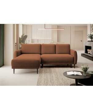 NAROŻNIK BONO Stylowa sofa z funkcją spania, Drewniane nóżki, Eleganckie podłokietniki, Głębokie siedzisko 226x164x88cm, Lewa st