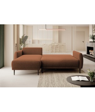 NAROŻNIK BONO Stylowa sofa z funkcją spania, Drewniane nóżki, Eleganckie podłokietniki, Głębokie siedzisko 226x164x88cm, Lewa st