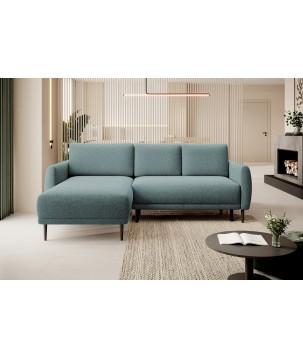 NAROŻNIK BONO Stylowa sofa z funkcją spania, Drewniane nóżki, Eleganckie podłokietniki, Głębokie siedzisko 226x164x88cm, lewa st