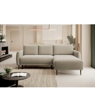 NAROŻNIK BONO Stylowa sofa z funkcją spania, Drewniane nóżki, Eleganckie podłokietniki, Głębokie siedzisko 226x164x88cm, Prawy s