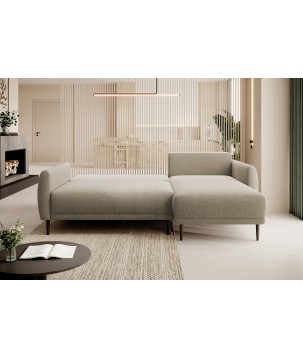 NAROŻNIK BONO Stylowa sofa z funkcją spania, Drewniane nóżki, Eleganckie podłokietniki, Głębokie siedzisko 226x164x88cm, Prawy s