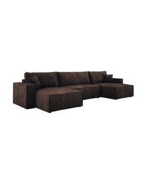 Narożnik POSO XL wolnostojący układ U z funkcją spania w tkaninie Poso 06 DomoHome