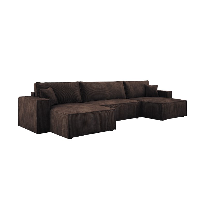Narożnik POSO XL wolnostojący układ U z funkcją spania w tkaninie Poso 06 DomoHome