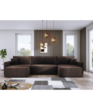 Narożnik POSO XL wolnostojący układ U z funkcją spania w tkaninie Poso 06 DomoHome