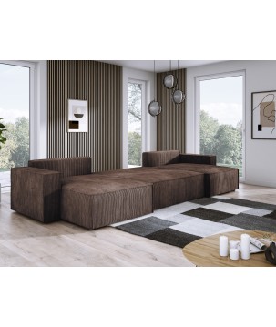 Narożnik POSO XL wolnostojący układ U z funkcją spania w tkaninie Poso 06 DomoHome