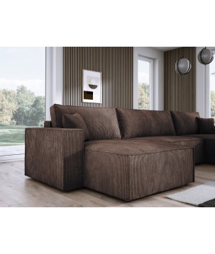 Narożnik POSO XL wolnostojący układ U z funkcją spania w tkaninie Poso 06 DomoHome
