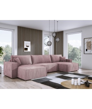 Narożnik POSO XL wolnostojący układ U z funkcją spania w tkaninie Poso 27 DomoHome