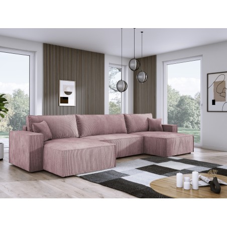 Narożnik POSO XL wolnostojący układ U z funkcją spania w tkaninie Poso 27 DomoHome