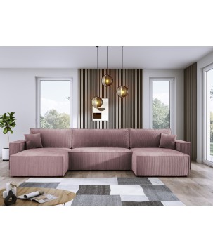 Narożnik POSO XL wolnostojący układ U z funkcją spania w tkaninie Poso 27 DomoHome