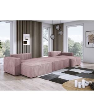 Narożnik POSO XL wolnostojący układ U z funkcją spania w tkaninie Poso 27 DomoHome