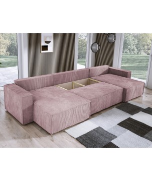 Narożnik POSO XL wolnostojący układ U z funkcją spania w tkaninie Poso 27 DomoHome