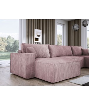 Narożnik POSO XL wolnostojący układ U z funkcją spania w tkaninie Poso 27 DomoHome