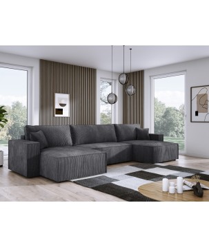 Narożnik POSO XL wolnostojący układ U z funkcją spania w tkaninie Poso 34 DomoHome