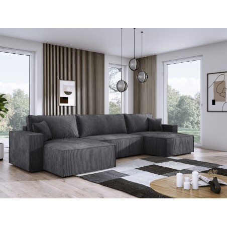 Narożnik POSO XL wolnostojący układ U z funkcją spania w tkaninie Poso 34 DomoHome