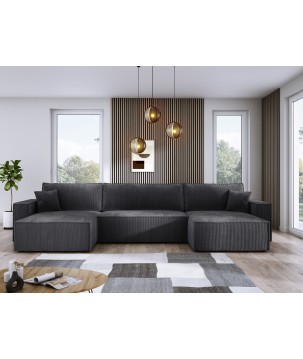 Narożnik POSO XL wolnostojący układ U z funkcją spania w tkaninie Poso 34 DomoHome