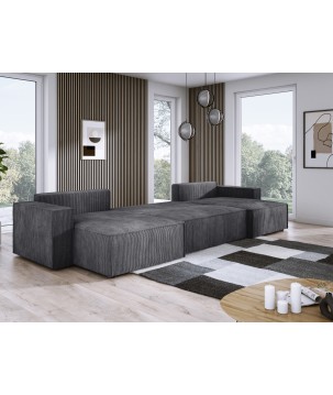 Narożnik POSO XL wolnostojący układ U z funkcją spania w tkaninie Poso 34 DomoHome