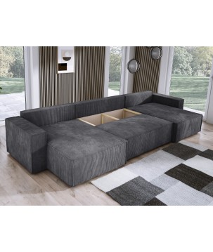 Narożnik POSO XL wolnostojący układ U z funkcją spania w tkaninie Poso 34 DomoHome