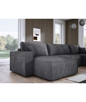 Narożnik POSO XL wolnostojący układ U z funkcją spania w tkaninie Poso 34 DomoHome