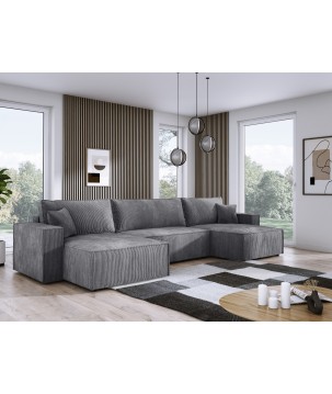 Narożnik POSO XL wolnostojący układ U z funkcją spania w tkaninie Poso 60 DomoHome