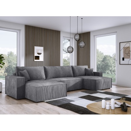 Narożnik POSO XL wolnostojący układ U z funkcją spania w tkaninie Poso 60 DomoHome