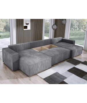Narożnik POSO XL wolnostojący układ U z funkcją spania w tkaninie Poso 60 DomoHome
