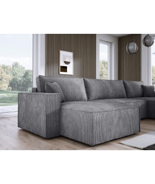 Narożnik POSO XL wolnostojący układ U z funkcją spania w tkaninie Poso 60 DomoHome