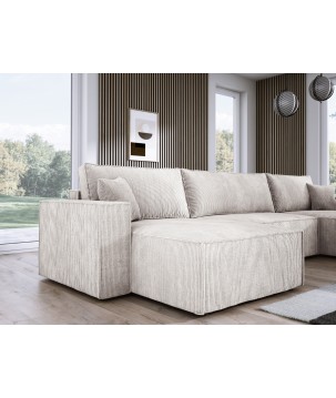 Narożnik POSO XL wolnostojący układ U z funkcją spania w tkaninie Poso 100 DomoHome