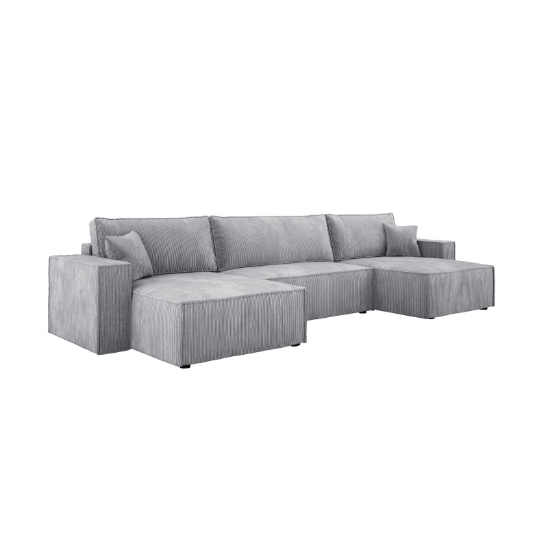 Narożnik POSO XL wolnostojący układ U z funkcją spania w tkaninie Poso 110 DomoHome
