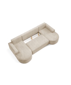 Narożnik MOLLY XL wolnostojący układ U z funkcją spania w tkaninie Abriamo 03 DomoHome