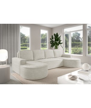 Narożnik MOLLY XL wolnostojący układ U z funkcją spania w tkaninie Abriamo 04 DomoHome